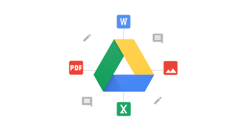 Google Drive logo surrounded by app icons 